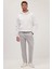 Erkek Slim Fit Dar Kesim Lastikli Bağcık Detaylı Gri Pantolon 4