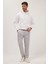 Erkek Slim Fit Dar Kesim Lastikli Bağcık Detaylı Gri Pantolon 5