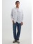 Erkek Regular Fit Rahat Kesim Çift Cepli Spor Yaka Denim Kırık Beyaz Gömlek 4