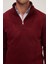 Erkek Slim Fit Dar Kesim Armürlü Fermuarlı Bordo Dik Yaka Kazak 3