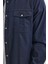 Erkek Slim Fit Uzun Kollu Spor Yaka Yıkamalı Çift Cepli Armürlü Denim Kot Lacivert Gömlek 3