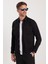 Slim Fit Uzun Kollu Gündelik Denim Kot Erkek Siyah Gömlek 4