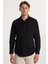 Erkek Slim Fit Dar Kesim Pamuklu Terry Cotton Kumaş Kolay Ütü Siyah Gömlek 4