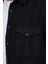 Slim Fit Uzun Kollu Kışlık Oduncu Çift Cep Kapaklı Düz Erkek Siyah Gömlek 3