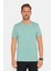 Erkek Slim Fit Dar Kesim Pamuklu Yumuşak Doku Likralı Esnek Kumaş Basic Yeşil Bisiklet Yaka Tişört 2