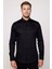 Slim Fit Uzun Kollu Koton Saten Premium Seri Erkek Siyah Gömlek 2