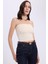 Kadın Slim Fit Dar Kesim Pamuklu Straplez Bej Bluz 2
