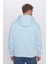 Unisex Oversize Geniş Kesim Pamuklu Yumuşak Dokulu İçi Polarlı Basic Mavi Kapüşonlu Sweatshirt 5