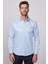 Modern Slim Fit Uzun Kollu Düz Saten Pamuklu Erkek Mavi Gömlek 1