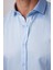 Modern Slim Fit Uzun Kollu Düz Saten Pamuklu Erkek Mavi Gömlek 3