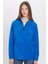 Unisex Standart Fit Anti-pilling Tüylenme Yapmayan Soğuk Geçirmez Sax Mavi Dik Yaka Polar Sweatshirt 4