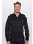 Erkek Modern Fit Dar Kesim Pamuklu Kolay Ütü Armürlü Siyah Gömlek 2