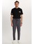 Erkek Slim Fit Pamuklu Beli Bağlamalı Yan Cepli Katlamalı Paça Jogger Antrasit Pantolon 3