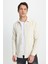 Erkek Regular Fit Klasik Kesim Düz Cepli Ekru Oduncu Gömlek 2