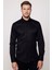 Erkek Modern Slim Fit Düz Saten Pamuklu Siyah Gömlek 2