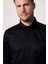 Erkek Modern Slim Fit Düz Saten Pamuklu Siyah Gömlek 3