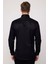 Erkek Modern Slim Fit Düz Saten Pamuklu Siyah Gömlek 5