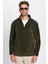 Unisex Haki Anti-pilling Tüylenme Yapmayan Standart Fit Tam Fermuarlı Soğuk Geçirmez Polar Hırka 3