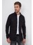 Erkek Slim Fit Dar Kesim Uzun Kollu Denim Kot Çift Cep Çıtçıtlı Siyah Gömlek 2