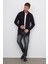 Erkek Slim Fit Dar Kesim Uzun Kollu Denim Kot Çift Cep Çıtçıtlı Siyah Gömlek 4