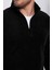 Unisex Standart Fit Rahat Kesim Tüylenme Yapmayan Soğuk Geçirmez Siyah Dik Yaka Polar Sweatshirt 3