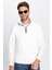 Unisex Standart Fit Anti-pilling Tüylenme Yapmayan Soğuk Geçirmez Ekru Dik Yaka Polar Sweatshirt 2