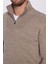 Erkek Slim Fit Dar Kesim Armürlü Fermuarlı Kahve Dik Yaka Triko Kazak 2