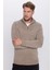 Erkek Slim Fit Dar Kesim Armürlü Fermuarlı Kahve Dik Yaka Triko Kazak 3