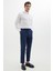 Erkek Slim Fit Dar Kesim Esnek Yan Cepli Bilek Boy Canvas Kesim Lacivert Pantolon 2