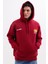 Unisex Oversize Geniş Kesim Pamuklu Yumuşak Dokulu İçi Polarlı Baskılı Bordo Kapüşonlu Sweatshirt 5