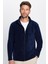 Unisex Lacivert Anti-pilling Tüylenme Yapmayan Standart Fit Tam Fermuarlı Soğuk Geçirmez Polar Hırka 5