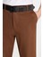 Erkek Slim Fit Chino Esnek Yandan Cepli Önü Fermuarlı Pamuklu Dokulu Kahverengi Pantolon 1