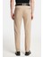 Erkek Regular Fit Chino Esnek Yandan Cepli Önü Fermuarlı Pamuklu Dokulu Bej Pantolon 4