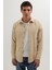 Erkek Slim Fit Dar Kesim Uzun Kollu Düz Kışlık Oduncu Açık Bej Gömlek 2