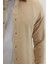 Erkek Slim Fit Dar Kesim Uzun Kollu Düz Kışlık Oduncu Açık Bej Gömlek 3
