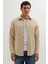 Erkek Slim Fit Dar Kesim Uzun Kollu Düz Kışlık Oduncu Açık Bej Gömlek 5