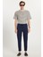 Erkek Slim Fit Pamuklu Beli Bağlamalı Yan Cepli Katlamalı Paça Jogger Lacivert Pantolon 3