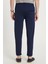 Erkek Slim Fit Pamuklu Beli Bağlamalı Yan Cepli Katlamalı Paça Jogger Lacivert Pantolon 4