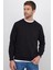 Unisex Relax Fit Rahat Kesim %100 Pamuk Basic Siyah Bisiklet Yaka Sweatshirt 2
