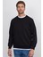 Unisex Relax Fit Rahat Kesim %100 Pamuk Basic Siyah Bisiklet Yaka Sweatshirt 4