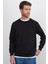 Unisex Relax Fit Rahat Kesim %100 Pamuk Basic Siyah Bisiklet Yaka Sweatshirt 5