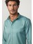 Slim Fit Uzun Kollu Likralı Düz Pamuk Saten Yeşil Erkek Gömlek 2