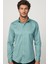 Slim Fit Uzun Kollu Likralı Düz Pamuk Saten Yeşil Erkek Gömlek 3