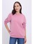 Kadın Oversize Geniş Kesim %100 Pamuk Basic Lila Bisiklet Yaka Sweatshirt 2