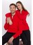 Unisex Standart Fit Anti-pilling Tüylenme Yapmayan Soğuk Geçirmez Kırmızı Dik Yaka Polar Sweatshirt 3