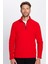 Unisex Standart Fit Anti-pilling Tüylenme Yapmayan Soğuk Geçirmez Kırmızı Dik Yaka Polar Sweatshirt 6