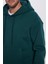 Unisex Oversize Geniş Kesim Pamuklu Yumuşak Dokulu Içi Polarlı Basic Yeşil Kapüşonlu Sweatshirt 4