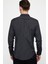 Slim Fit Uzun Kollu Pamuklu Kolay Ütü Çizgili Erkek Siyah Lacivert Gömlek 4