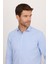 Erkek Regular Fit Klasik Kesim Desenli Mavi Gömlek 2