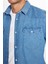 Erkek Slim Fit Dar Kesim Uzun Kollu Çift Cepli Kapaklı Parça Dikişli Mavi Denim Kot Gömlek 4